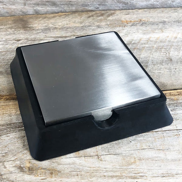 Steel Bench Block with Removable Rubber Base 3-7/8" x 3-7/8" x 3/4" (AN545)