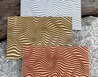 Wavy Laser Engraved Metal Sheet 3x2” = Textured Jewelry Blank = Copper, Brass & More  (XLP0008)