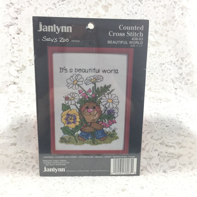With Red Frame 14 Count Cross Stitch Kit From 1987 Suzy S Zoo Design Beautiful World Janlynn Sewing Sewing Needlecraft Pmgroup Pwr Edu Pl