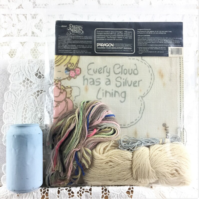 SILVER LINING From 1984-12 Mesh Canvas Precious Moments Paragon Needlecraft Longpoint Picture Kit