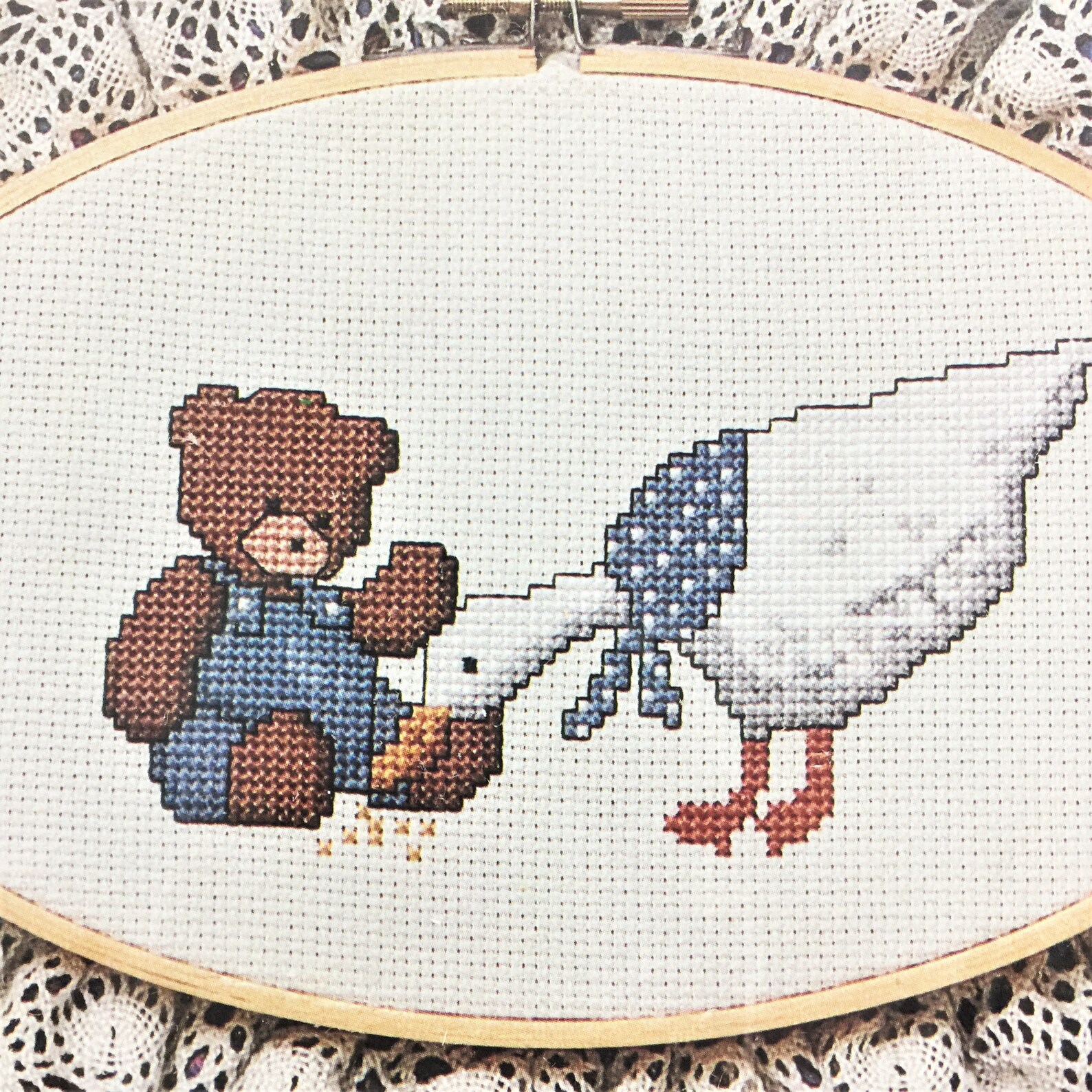 Dale Burdett 14 Count Cross Stitch Kit TEDDY FEEDING GOOSE | Etsy