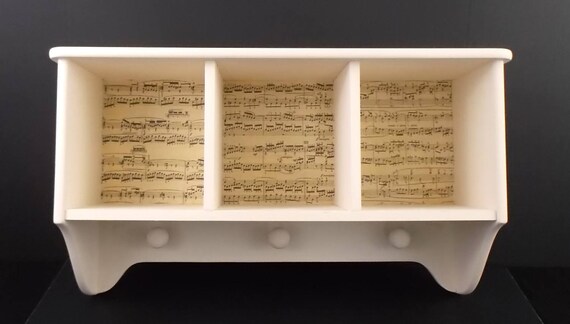 Hand Painted Wood Wall Shelf 3 Shelves S Pegs Ivory Image 0