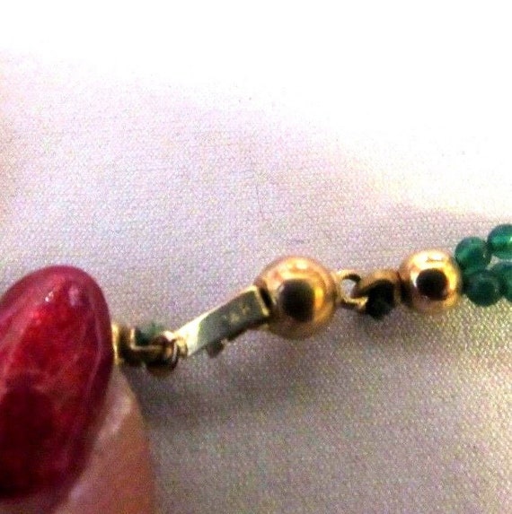 Green Onyx,14kt Gold Beads,Blue+Green Chinese Clo… - image 6