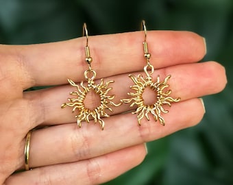Sun Earrings | Wire Wrapped | Gold | Boho
