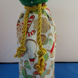 Christmas Cookie Theme  Reversible  Wine Bag