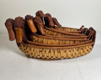 Collector Vintage Wicker Rattan Nesting Duck Basket *set of 7