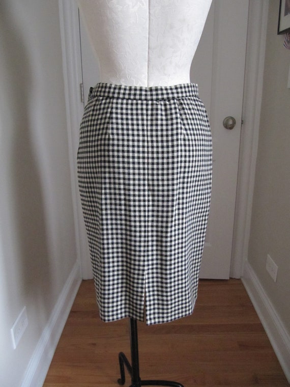 Vintage Elie Wacs Black & White Herringbone Skirt… - image 7