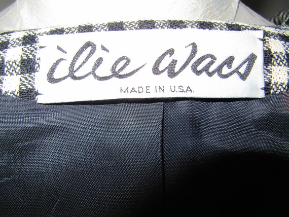 Vintage Elie Wacs Black & White Herringbone Skirt… - image 4