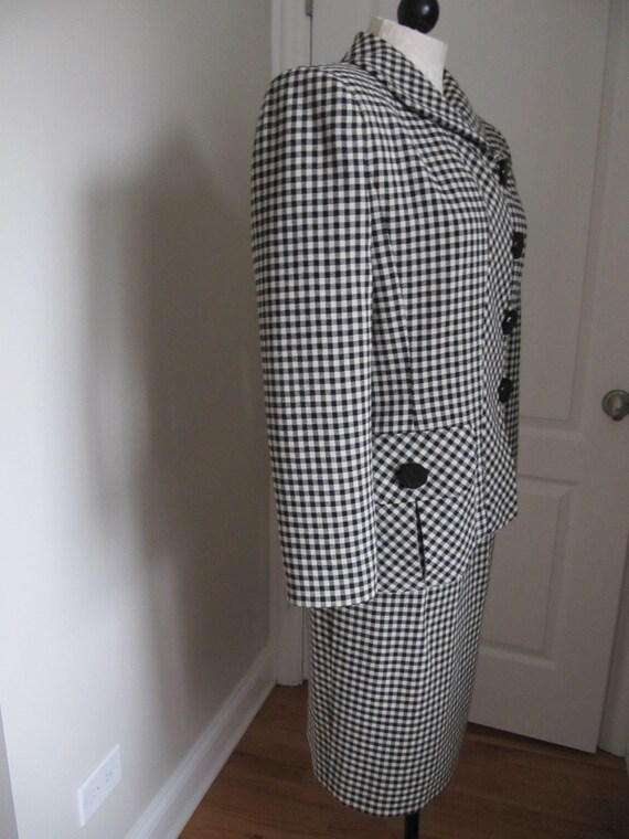 Vintage Elie Wacs Black & White Herringbone Skirt… - image 3