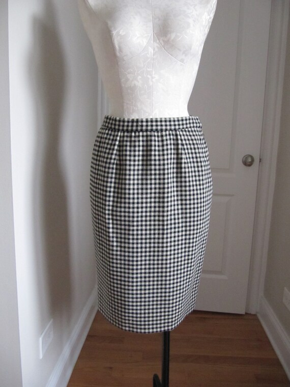 Vintage Elie Wacs Black & White Herringbone Skirt… - image 6