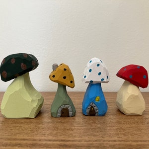 Hand Carved Basswood Mushrooms: Folk Art Style 5.0 (71)