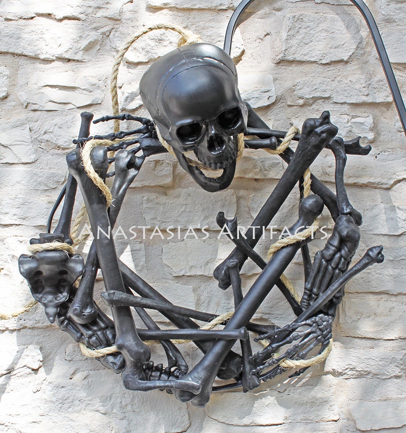 Halloween Wreath Fall Wreath Fire-Singed Sinister Macabre Hanged Skeleton Wreath Autumn Wreath
