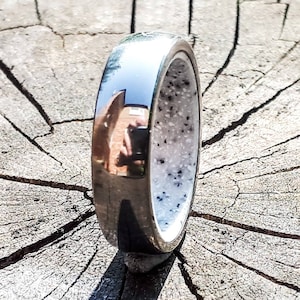Domed Titanium Ring with a Faux Granite Liner