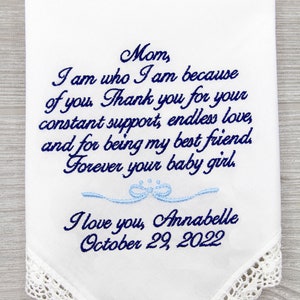Brautmutter Geschenk, Hochzeitstaschentuch, Personalisierte Geschenke von Braut, Mutter der Braut, Mutter Hochzeitsgeschenk, Mutter Braut Geschenk
