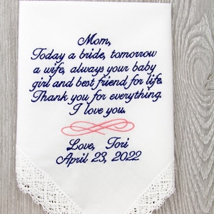 Brautmutter Geschenk, Hochzeit Taschentuch, Hochzeitsgeschenk, Geschenk von Braut, Mutter der Braut, Mutter Hochzeit Geschenk, Mutter Braut Geschenk, Handtuch