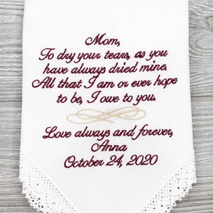 Mutter der Braut Geschenk, Hochzeit Taschentuch, Hochzeitsgeschenk, Geschenk der Braut, Mutter der Braut, Hochzeitsgeschenk, Mutter Braut Geschenk, Handkiesel