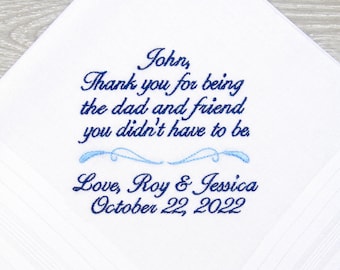 Stepdad Wedding Personalized Gift, Father of the Bride Gift, Stepfather of the Bride Gift Men's Handkerchief, Step Dad Custom Wedding Gift