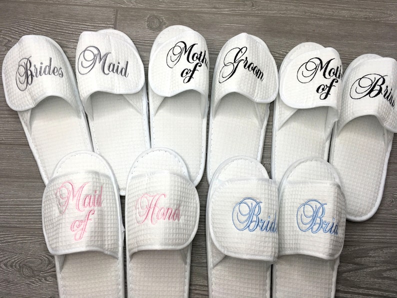 Wedding Slippers Bride Slippers Personalized Spa Slippers Etsy