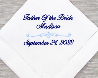 Father of the Bride gift Weddin Gift for dad, Father of Bride Wedding Gifts, personalized parents wedding gift emboroidered Handkerchief