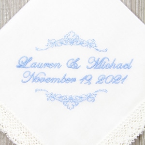 Wedding Handkerchief, Something Blue, Wedding Hankies, Personalized Wedding Handkerchiefs, Hankerchiefs for the Bride, hankerchiefs