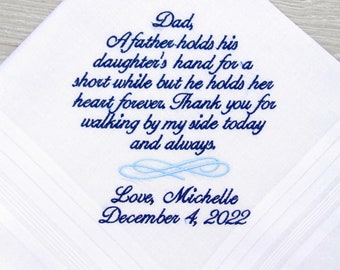 Father of the Bride Gift, Parents Wedding Gift for Dad, Personalized Wedding Gift, Father of Bride Gift Hankie, Custom Wedding Handkerchief