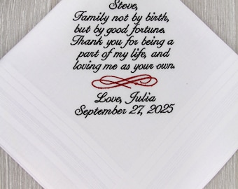 Step dad Wedding Gift Personalized Handkerchief, Step Father of the Bride Gift Men's Handkerchief, Step Dad Parents Wedding Gift Stepfather