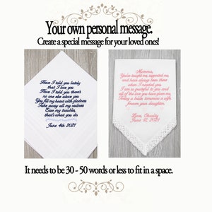 Personalized Wedding Gift for Parents, Personalised Gift Wedding Hankerchief, Wedding Gift for Dad, Mother of the Bride Father of Bride Gift