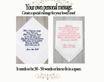 Personalized Wedding Gift for Parents, Personalised Gift Wedding Hankerchief, Wedding Gift for Dad, Mother of the Bride Father of Bride Gift