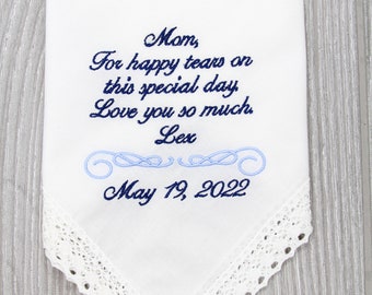 Mother of the Groom Gift, Personalized Wedding Gift for Mother of Groom, Personalized Handkerchief Mother of Groom Gift, Gifts for Parents