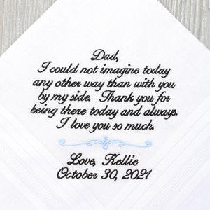 Father of the Bride Gift from Bride, Gifts for Dad Wedding Handkerchief, Father Gift Mens Handkerchief, Wedding Gift for Parents Embroidered