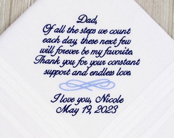 Father of the bride Wedding Handkerchief, Personalized gift from bride, father of bride gift wedding gift for dad, Wedding Gift for parents