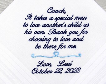 Stepdad Wedding Gift, Mother and Father of the Bride Gift Personalized Handkerchief, Step Dad Wedding Gifts Men's Wedding Handkerchief
