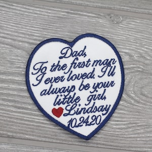 Father of the Bride Tie Patch, Wedding Gift for Dad, Embroidered Patch for dad, Father of the Bride Gift, Dad Gift Iron on Patch Tie Patch