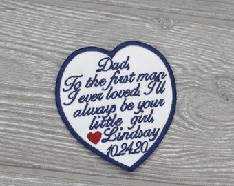 Personalised Message Patch Gift, Father of Bride Tie Patch, Embroidered Wedding Gift for Dad