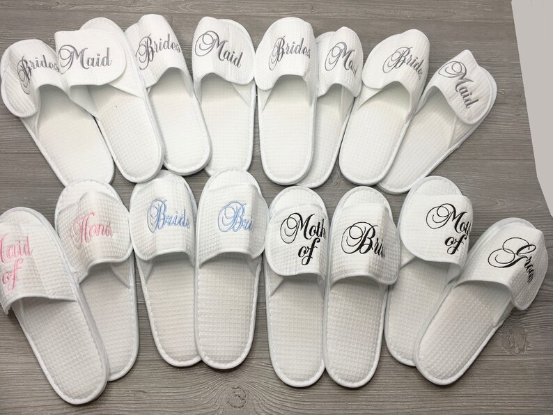 Wedding Slippers Bride Slippers Personalized Spa Slippers Etsy