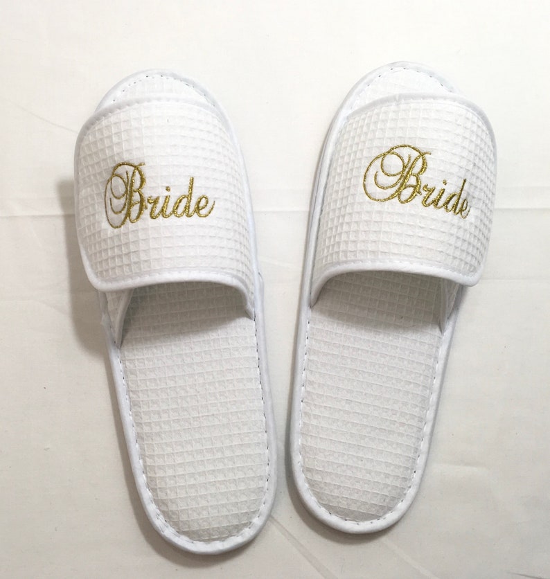 Wedding Slippers Bride Slippers Personalized Spa Slippers Etsy