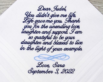 Stepdad Wedding Gift Personalized Handkerchief, Step Dad of the Bride Gift, Stepfather Personalized Gift, Stepdad Wedding Gifts Embroidered