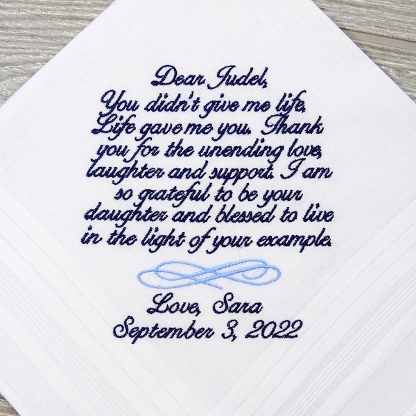 Stepdad Wedding Gift Personalized Handkerchief, Step Dad of the Bride Gift, Stepfather Personalized Gift, Stepdad Wedding Gifts Embroidered