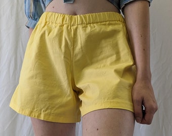 short taille élastique jaune vintage