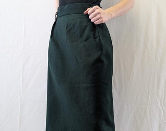 1990s Jones New York Forest Green Wool Pencil Skirt