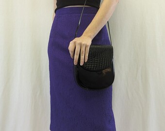 1980s Purple Textured Leopoard Print Skirt