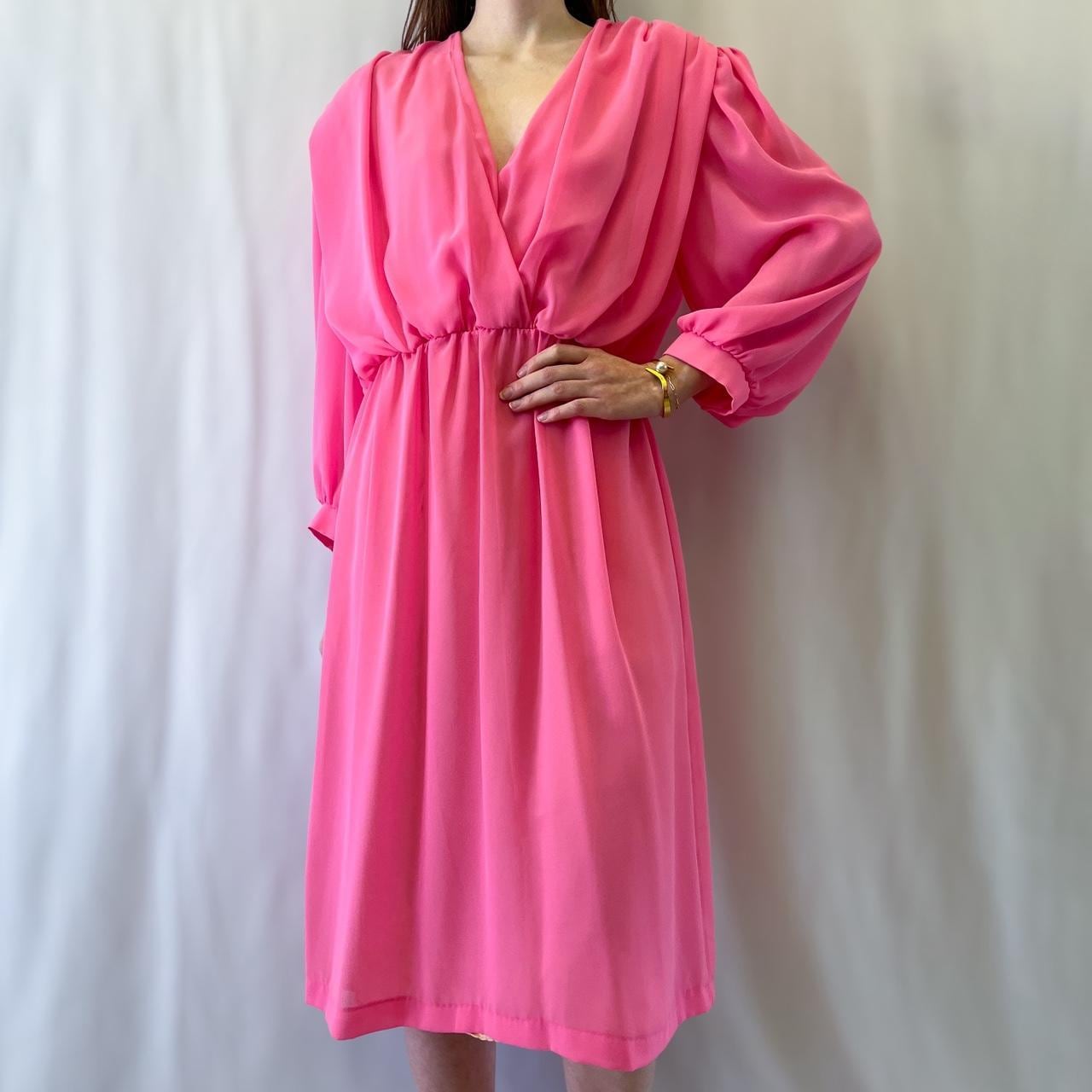 80's Pink Wrap Dress - Etsy