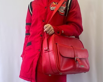 1970s Oakwood Minor Hockey "Nancy" Red Longline Nylon Jacket With Chenille Patches