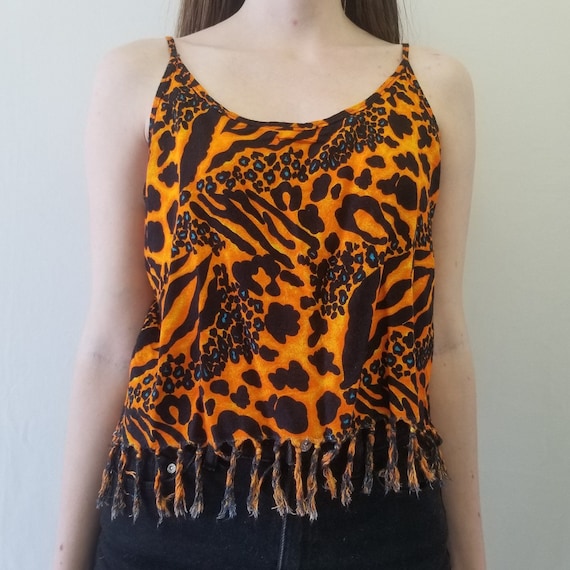 1990s Kaktus Leopard Print Rayon Crop Top - image 2