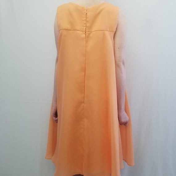 1960s Peach Beaded Babydoll Cocktail Dress Gem