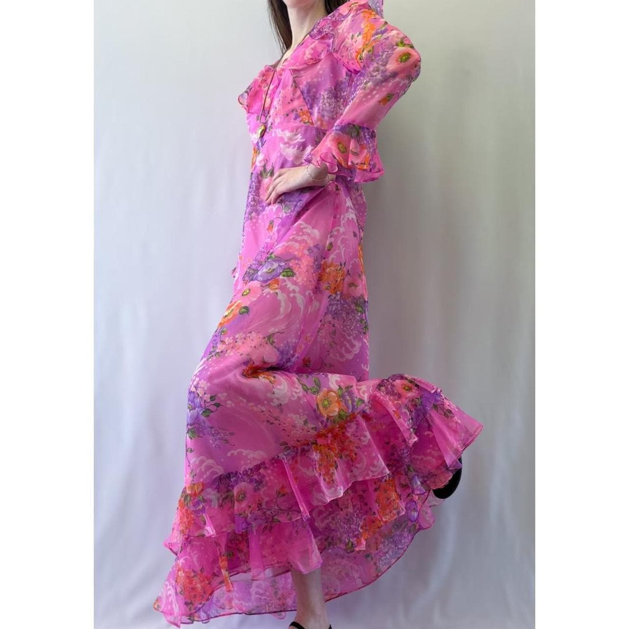Pink and Green Maxi Dress - Etsy