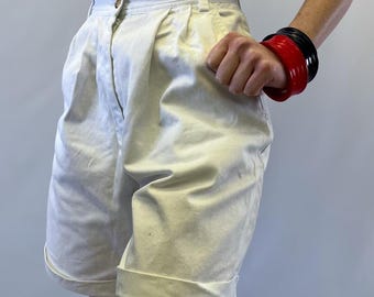 1990s Cotton Ginny White Cotton Longline Shorts