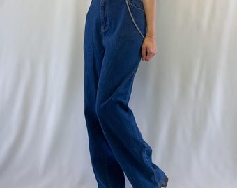 1990s Cherokee High Rise, Straight Leg Dark Wash Plus Size Jeans