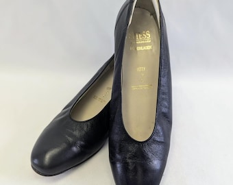 1980s Spiess Black Leather Wedge Heels