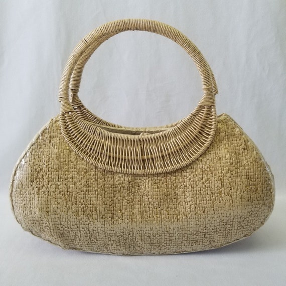 1950s Tiki Inspired Shell and Fish Straw Handbag - Gem